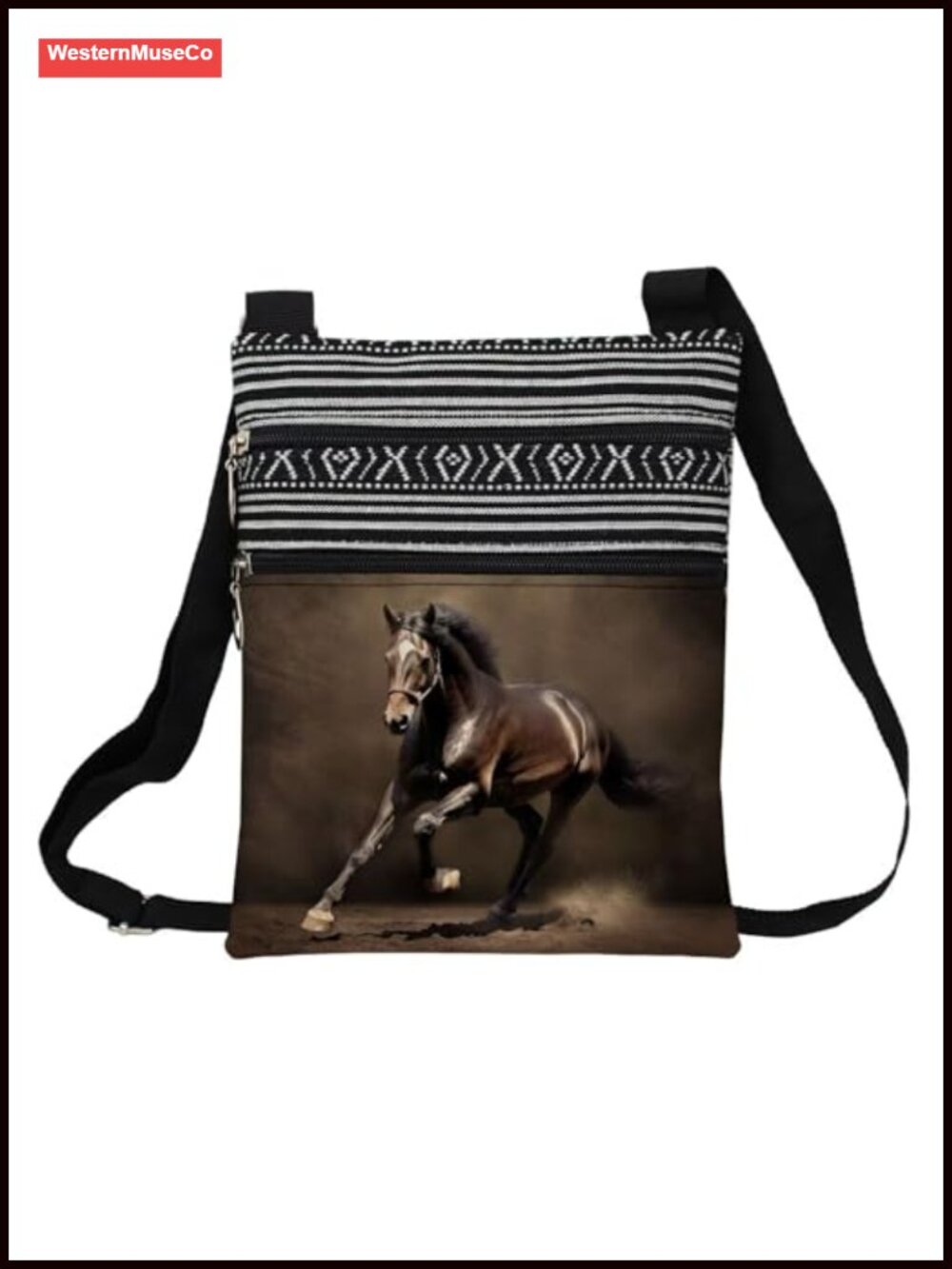 Polyester Crossbody Bag Adjustable Strap Zipper Ethnic Pattern
